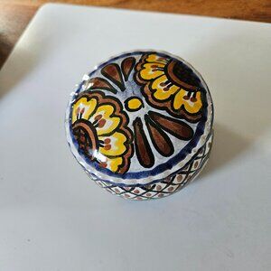 Talavera Mexico trinket box round lid
